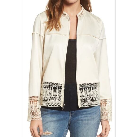 Hinge Lace Trim Bomber Jacket (A2) - Picture 1 of 8